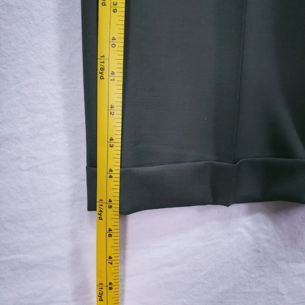 Paul Fredrick 100% Wool Italy Dark Sage Green Pleated Dress Pants Trousers 40R